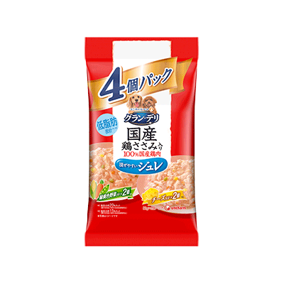 【お取り寄せ】グランデリ 国産鶏ささみパウチ ジュレ 成犬用 緑黄色野菜チーズ 80g×4個パック