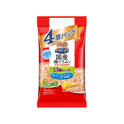 グランデリ 国産鶏ささみパウチ ジュレ 13歳以上用 バラエティ 80g×4個