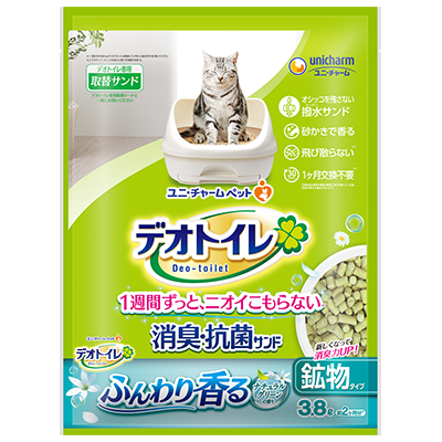 デオトイレ ふんわり香る消臭・抗菌サンド ナチュラルグリーンの香り 3.8L