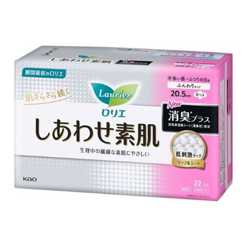 【販売終了しました】ロリエ しあわせ素肌 消臭プラス 多い昼〜ふつうの日用 羽つき 22個