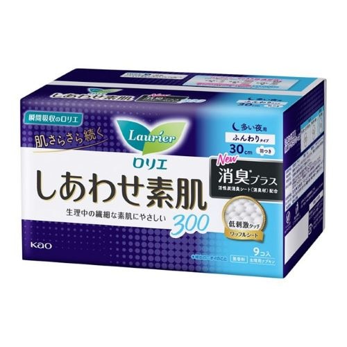 【お取り寄せ】ロリエ しあわせ素肌 消臭プラス 夜用 30cm 羽つき 9個