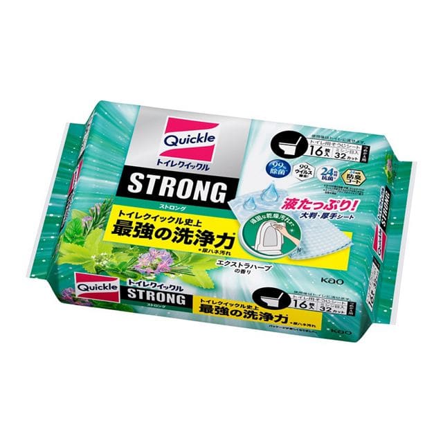 【販売終了しました】トイレクイックルストロング エクストラハーブハーブの香り つめかえ用 16枚