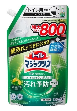 【販売終了しました】トイレマジックリン 消臭・洗浄スプレー 汚れ予防プラス シトラスミントの香り つめかえ用 800ml