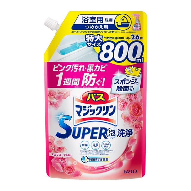 【販売終了しました】バスマジックリン SUPER泡洗浄 ローズ つめかえ用 800ml