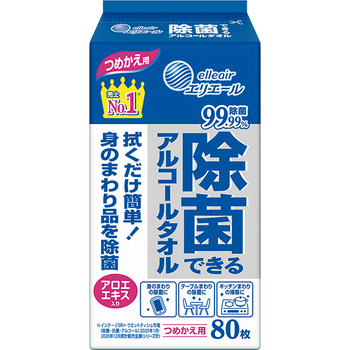 エリエ−ル 除菌できるアルコールタオル つめかえ用 80枚