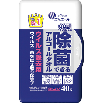 エリエール 除菌できるアルコールタオル ウイルス除去用 ボックスタイプ 40枚