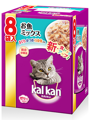 【販売終了しました】カルカン パウチ お魚ミックス(まぐろ・かつお・白身魚入り) 70g×8袋