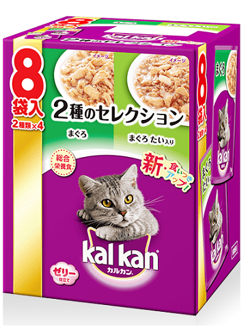 【販売終了しました】カルカン パウチ 2種のセレクション(まぐろ まぐろ・たい入り) 70g×8袋