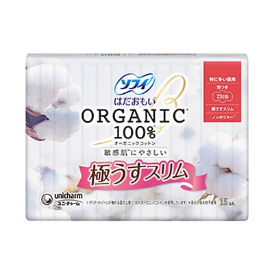 ソフィ はだおもい オーガニックコットン100% 極うすスリム 特に多い昼用 23cm 羽つき 15コ入