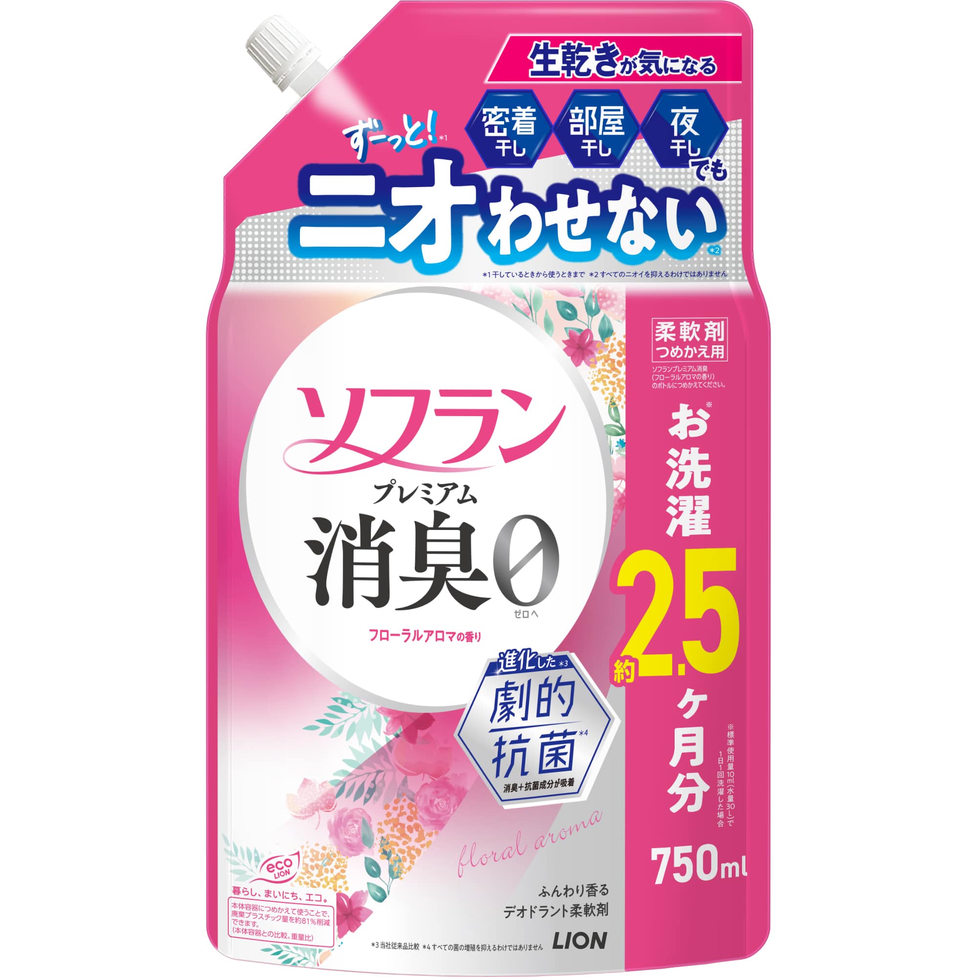 ソフラン プレミアム消臭 フローラルアロマの香り つめかえ用 特大 750ml
