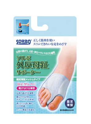ソルボ 外反母趾サポーター 固定薄型メッシュ 左足 L