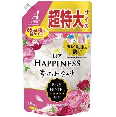【販売終了しました】レノアハピネス 夢ふわタッチ アンティークローズの香り つめかえ用 超特大 1285ml