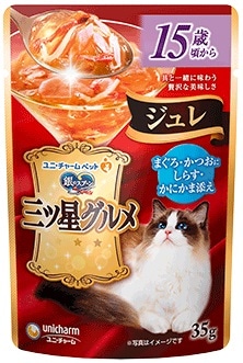 銀のスプーン 三ツ星グルメ パウチ ジュレ 15歳頃から まぐろ・かつおにしらす・かにかま添え 35g