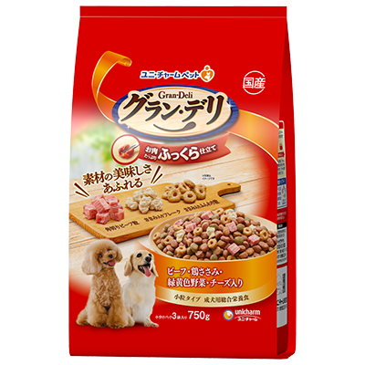 グランデリ ふっくら仕立て ビーフ・鶏ささみ・緑黄色野菜・チーズ・角切りビーフ粒入り 750g