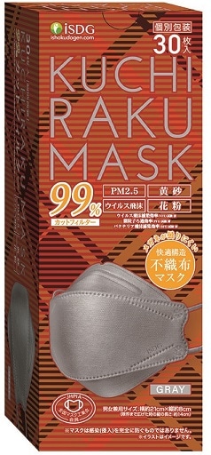 【お取り寄せ】KUCHIRAKU MASK グレイ 30枚