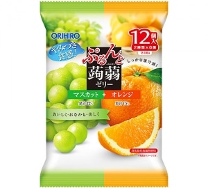 【販売終了しました】ぷるんと蒟蒻ゼリー マスカット+オレンジ 12粒