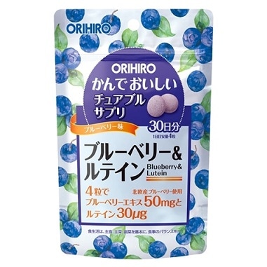 【お取り寄せ】オリヒロ かんでおいしいチュアブルサプリ ブルーベリー&ルテイン 60g