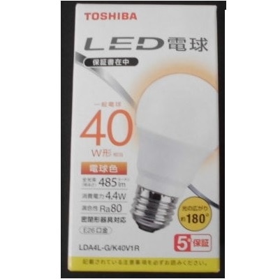 【お取り寄せ】東芝LED電球 40W形相当 広配光電球色 LDA4L−G