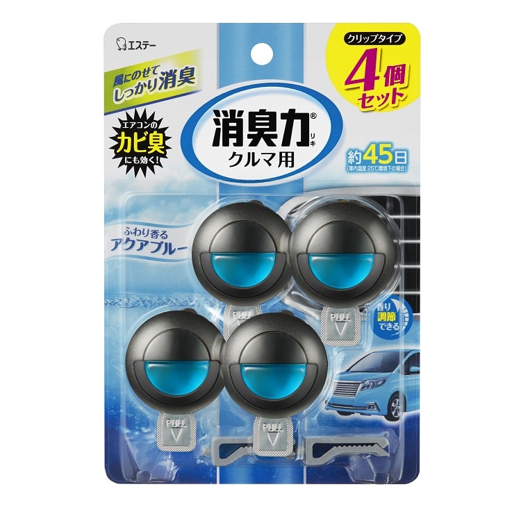 【お取り寄せ】クルマの消臭力 クリップタイプ アクアブルー 3.2ml 4個セット