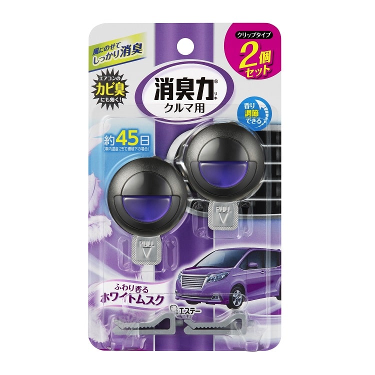 クルマの消臭力 クリップタイプ ホワイトムスク 3.2ml 2個セット
