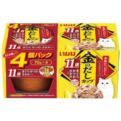 いなば 金のだしカップ 4個パック 11歳からのまぐろ・かつお・ささみ入り