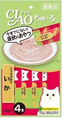 CIAO(チャオ) ちゅ〜る とりささみ&いか 14g×4本