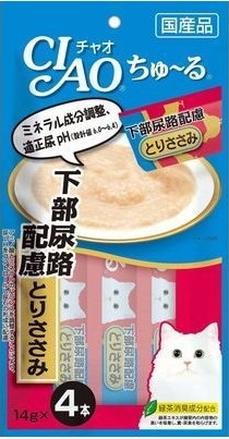 CIAO(チャオ) ちゅ〜る 下部尿路配慮 とりささみ 14g×4本