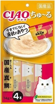 CIAO(チャオ) ちゅ〜る まぐろ&国産真鯛 14g×4本