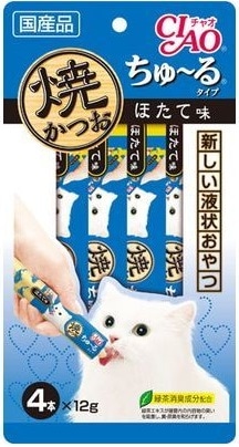 【販売終了しました】CIAO(チャオ) ちゅ〜る 焼きかつお ほたて味 12g×4本
