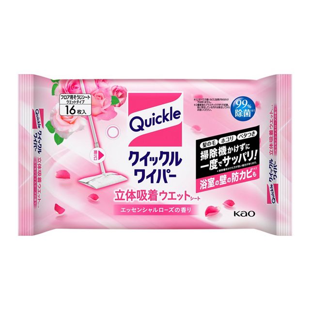 クイックルワイパー 立体吸着ウエットシート ローズ 16枚