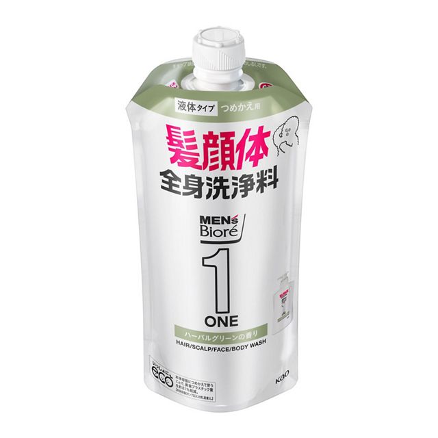 メンズビオレONE オールインワン全身洗浄料 ハーバルグリーン つめかえ用 340ml