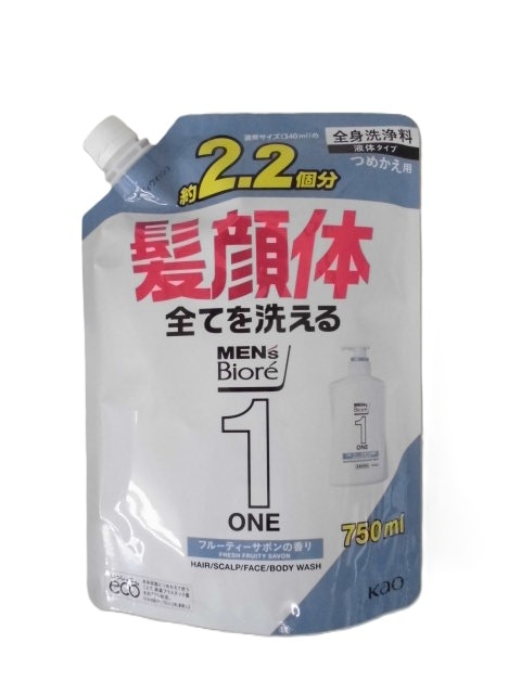 メンズビオレONE オールインワン全身洗浄料 フルーティーサボンの香り つめかえ用 750ml