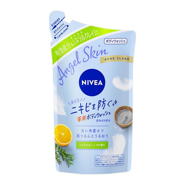 【お取り寄せ】ニベア エンジェルスキン ボディウォッシュ アクネクリア シトラス&ハーブ つめかえ用 350ml