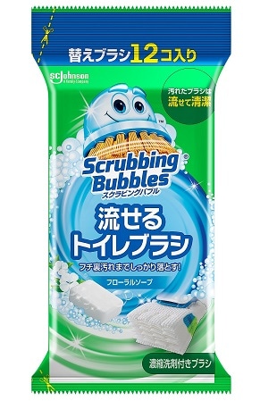 スクラビングバブル 流せるトイレブラシ フローラルソープ つけ替え用ブラシ 12個