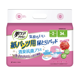 【お取り寄せ】肌ケアアクティ 紙パンツ用尿とりパッド 消臭抗菌プラス 34枚