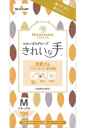 ナイスハンド きれいな手 つかいきりグローブ 天然ゴム M 100枚入