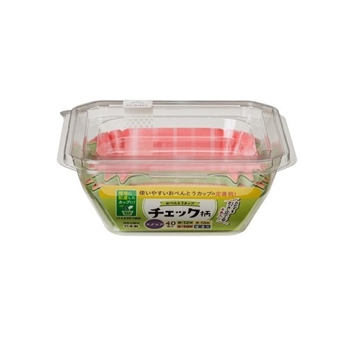 おべんとうカップ チェック柄 スクエア 4色 40枚入