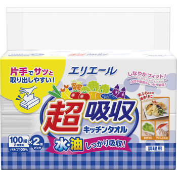 エリエール 超吸収キッチンタオル シートタイプ 100組×2個パック