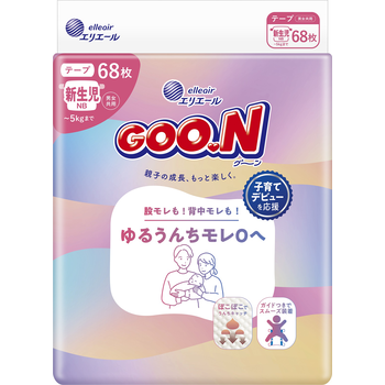 グーン ゆるうんちモレ0へ 新生児用 68枚