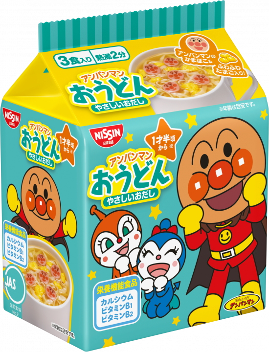 日清食品 アンパンマンおうどん やさしいおだし3食 90g