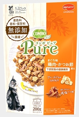 コンボ ピュア キャット ドライ まぐろ味・鶏肉・かつお節添え 200g