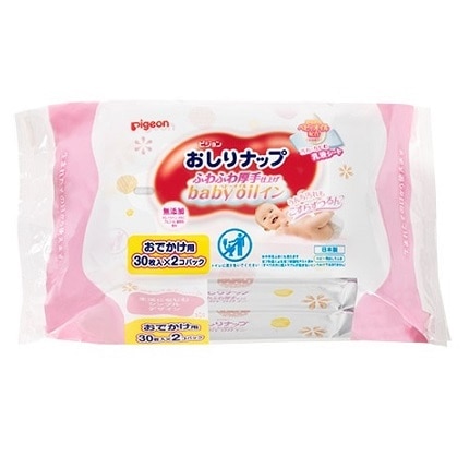 【お取り寄せ】ピジョン おしりナップ ふわふわ厚手仕上げ ベビーオイルイン おでかけ30枚2個パック