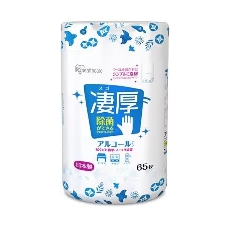 【お取り寄せ】凄厚 除菌ができるウェット アルコール 本体 65枚